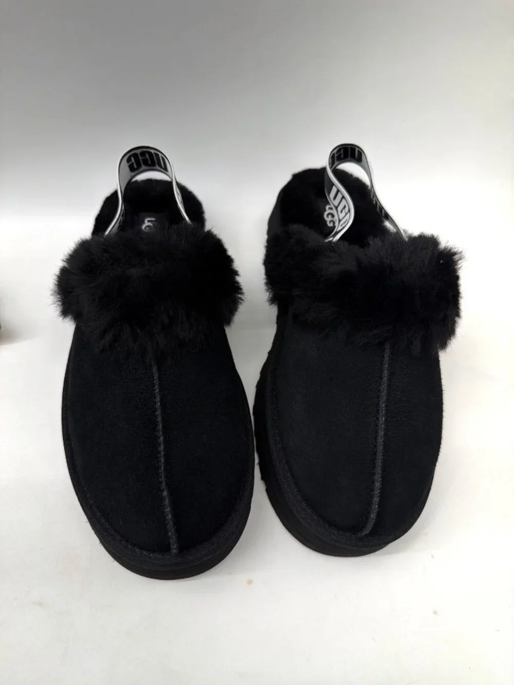 UGG Funkette Black Shearling Slippers Kids Size 5
